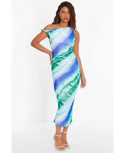Quiz Women's Ombre Mesh Asymmetric Neck Maxi Dress
