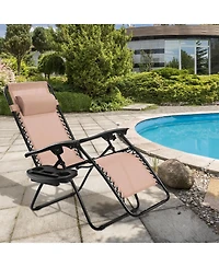 Slickblue Outdoor Folding Zero Gravity Reclining Lounge Chair with Utility Tray