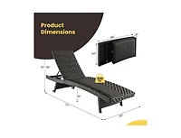 Slickblue Folding Padded Rattan Patio Chaise Lounge with Adjustable Backrest and Quick Dry Foam