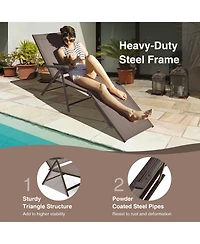 Slickblue 2 Pieces Foldable Chaise Lounge Chair with 2-Position Footrest