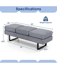 Waiting Room Bench Seating with Metal Frame Leg Upholstered Reception Bench