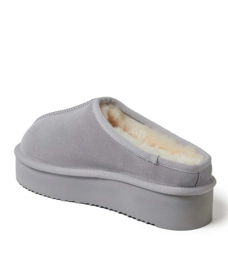 Dearfoams Women's Queenstown Genuine Shearling Platform Clog Slipper