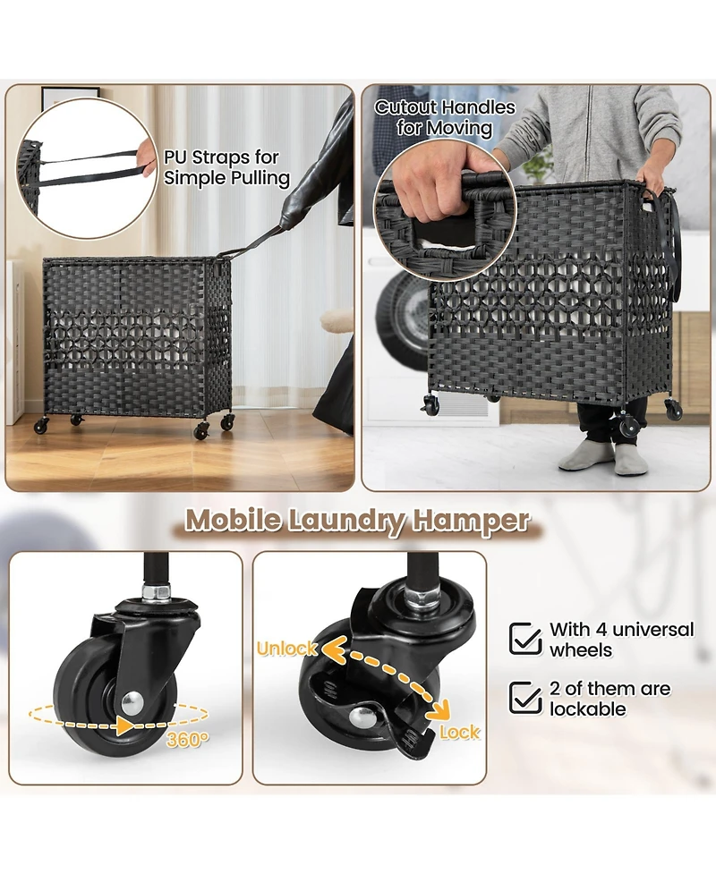 Slickblue 110L 2-Section Laundry Hamper with 2 Removable and Washable Liner Bags