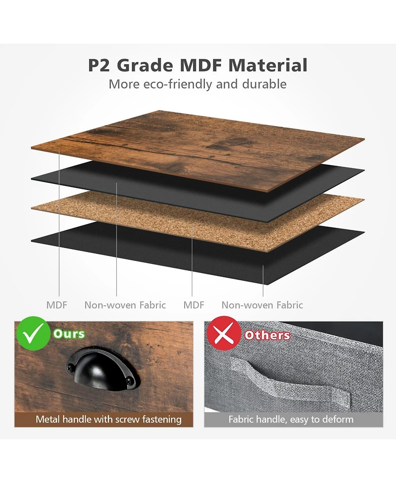 Slickblue Dresser Organizer with 5 Drawers and Wooden Top-Rustic Brown