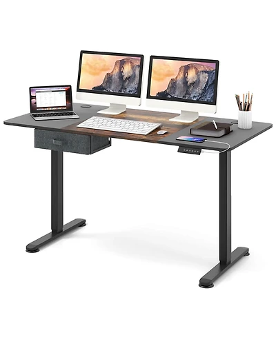 Electric Standing Desk 55'' x 28'' Height Adjustable Sit Stand with Usb Charging Port