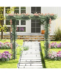 Slickblue 81 Inch Garden Arbor Metal Archway for Climbing Plants-Black