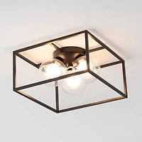 Jonathan Y Kyle 14" 3-Light Modern Farmhouse Metal/Iron Open-Caged Led Flush Mount, Oil Rubbed Bronze