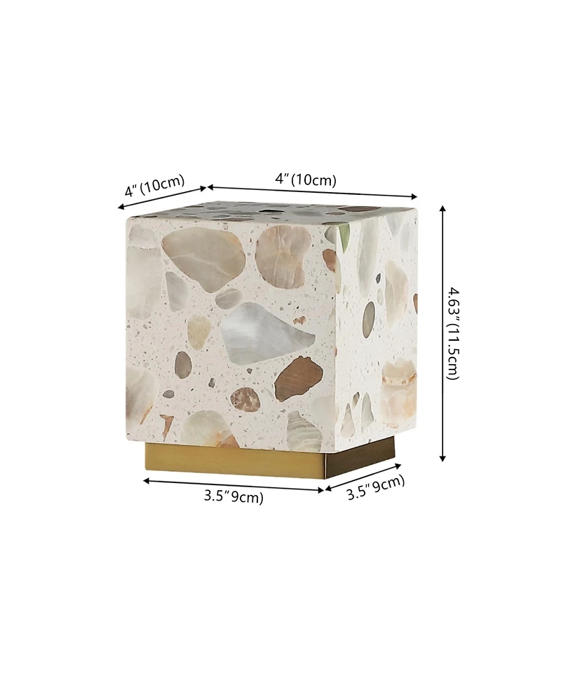 Jonathan Y Lara 4.63" Modern Glam Terrazzo Rechargeable/Cordless Dimmable Integrated Led Mini Table Lamp with Touch Sensor, Ivory/Brass Gold (Set of 2
