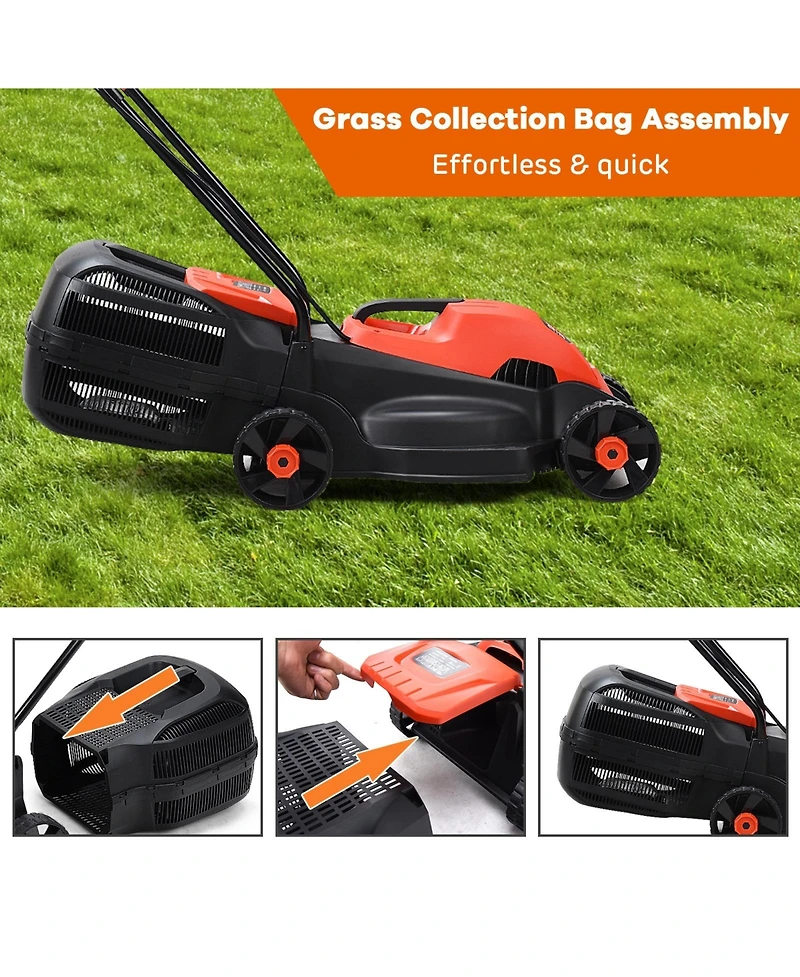 Slickblue Electric Push Lawn Corded Mower with Grass Bag
