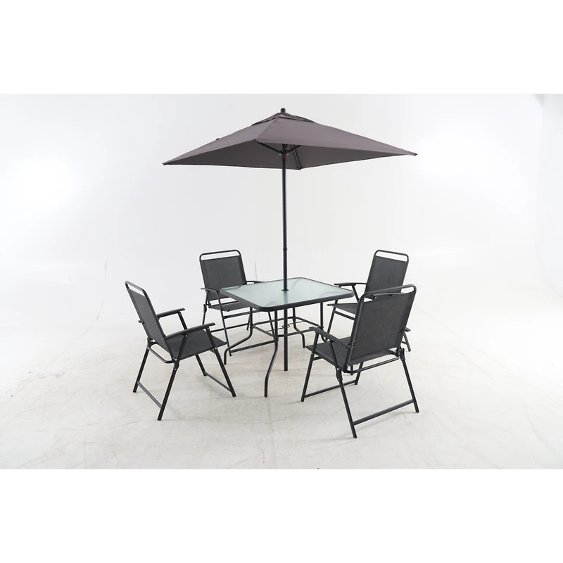 Streamdale Furniture 4-Person Metal Patio Set with Umbrella in Black