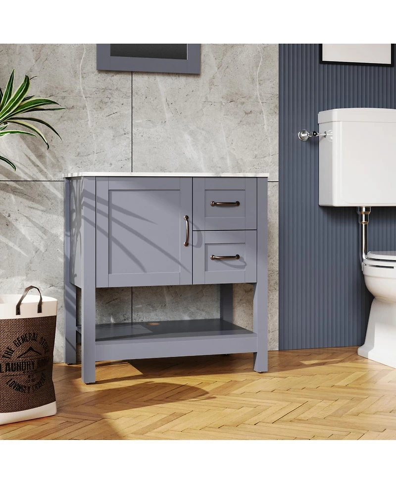 Streamdale 30In Gray Bathroom Vanity with Mirror And Top Only