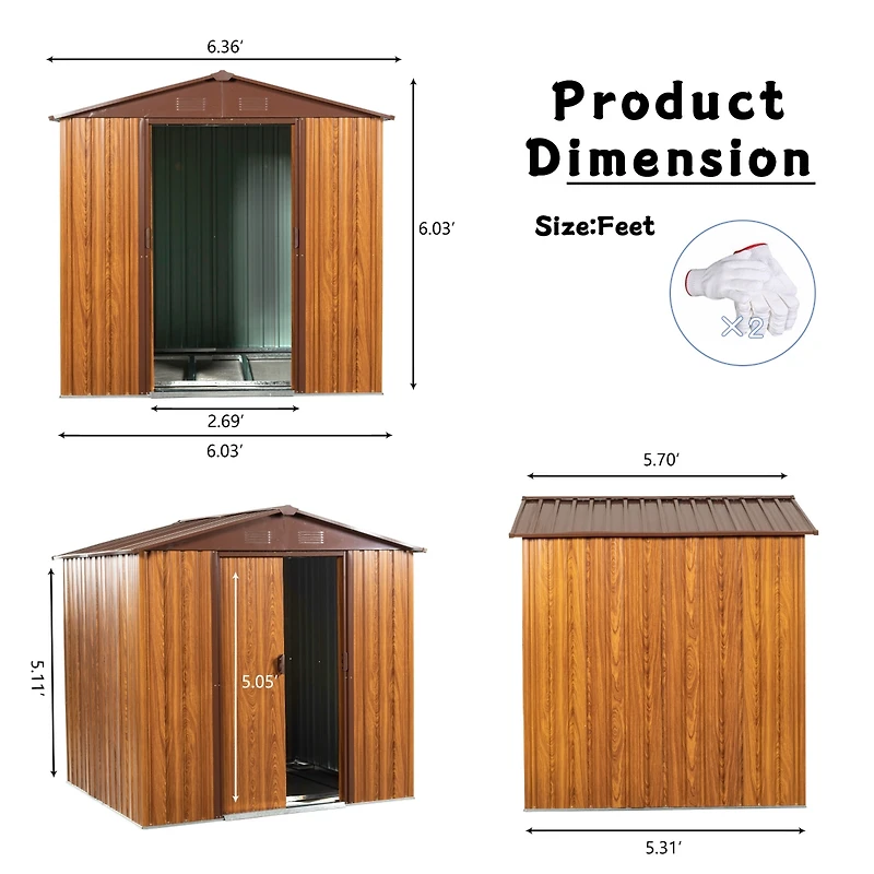 Streamdale 6x6 Metal Storage Shed with Wood Grain Horizontal Siding