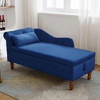 Streamdale Modern Velvet Chaise Lounge with Storage & Pillow