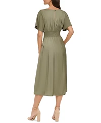 kensie Women's Dolman-Sleeve Cinched-Waist Midi Dress