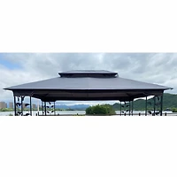 Streamdale 13 X 10FT Patio Double Roof Gazebo Replacement Canopy Top Fabric, Gray