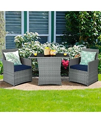 Slickblue 3 Pieces Patio Rattan Furniture Set with Cushioned Armrest Sofa