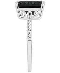 Onyx & Diamond (1/10 ct. t.w.) Emerald-Cut Statement Ring Sterling Silver