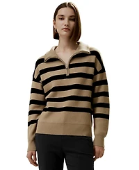 Lilysilk Women's Collared Quarter-Zip Wool Sweater