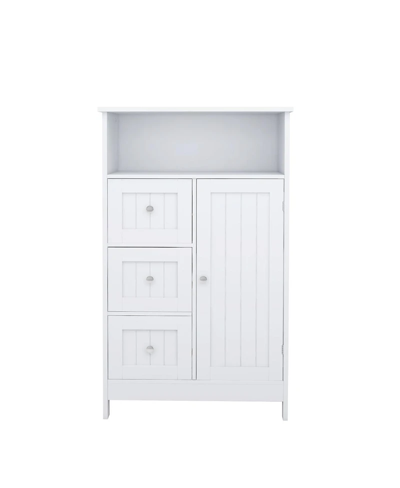 Streamdale Furniture Bathroom Standing Storage Cabinet With 3 Drawers And 1 Door