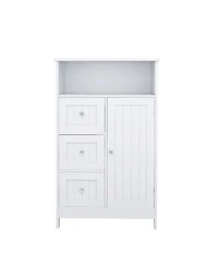 Streamdale Furniture Bathroom Standing Storage Cabinet With 3 Drawers And 1 Door