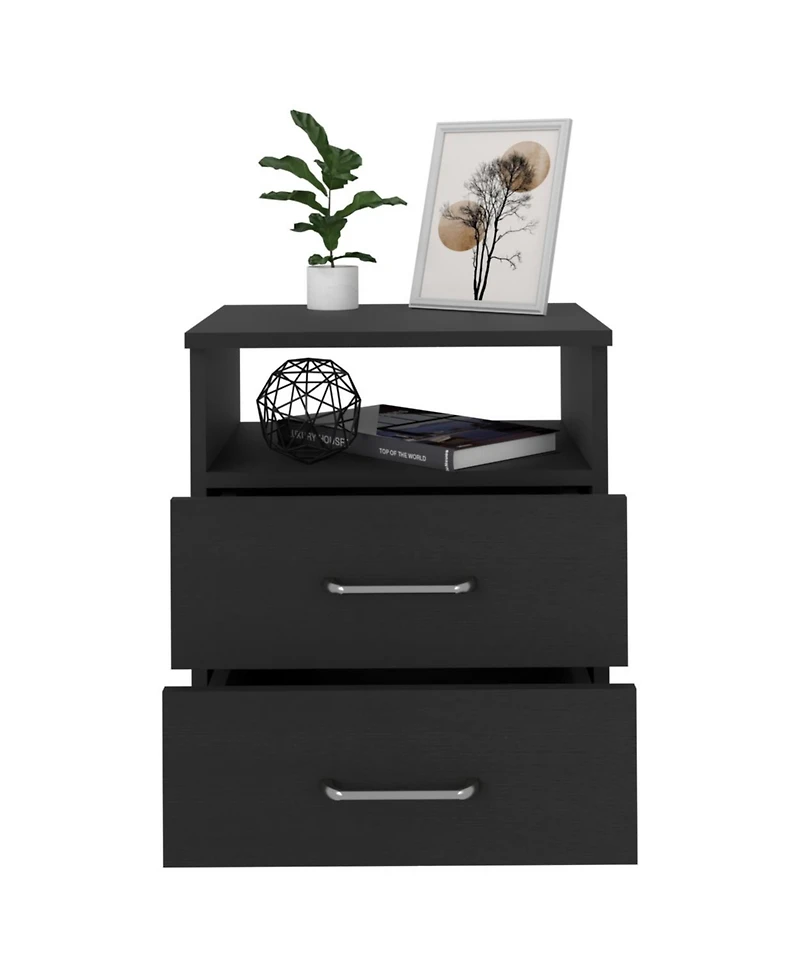 Streamdale Napoles Nightstand, Superior Top, Two Drawers, One Shelf - White