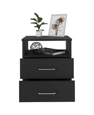 Streamdale Napoles Nightstand, Superior Top, Two Drawers, One Shelf - White