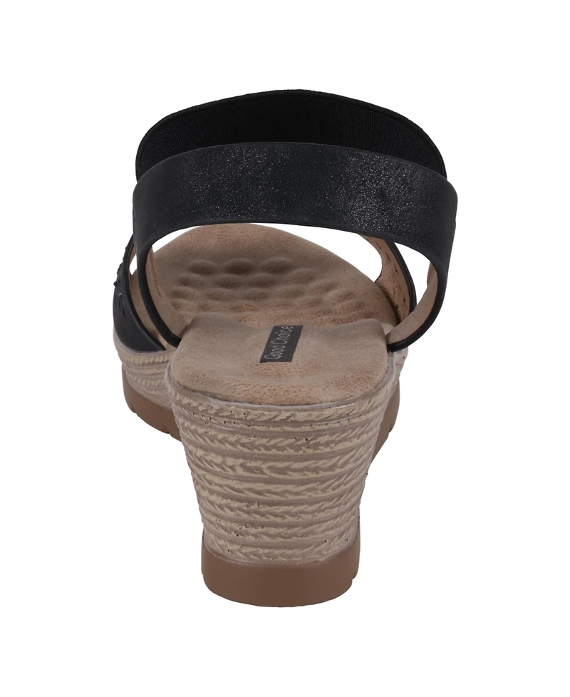 Gc Shoes Women's Bane Embellished Elastic Double Band Wedge Sandals