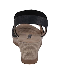 Gc Shoes Women's Bane Embellished Elastic Double Band Wedge Sandals
