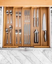 Seville Classics Bamboo Expandable 5 Large Compartment, Cutlery Drawer Tray Organizer