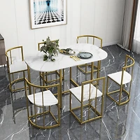 Streamdale Modern 7-Piece Faux Marble Dining Set for 6