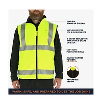 RefrigiWear Big & Tall Hi Vis Reversible Softshell Vest - Water-Resistant, Insulated, High-Visibility Safety Work Gear