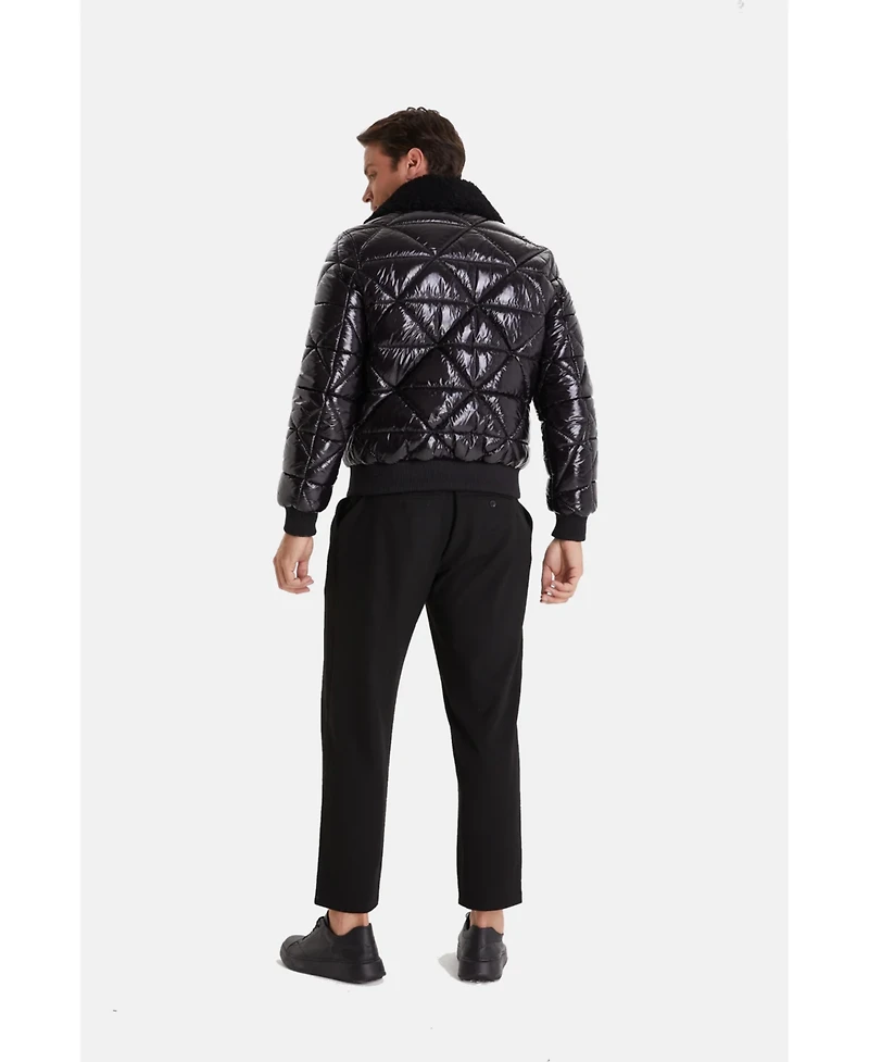 Furniq Uk Men's Quilted Jacket, Black