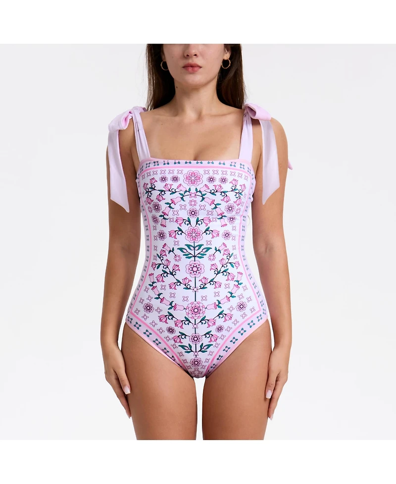 Jessie Zhao New York Women's Pink Blossom Reversible One-Piece Swimsuit