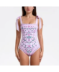 Jessie Zhao New York Women's Pink Blossom Reversible One-Piece Swimsuit