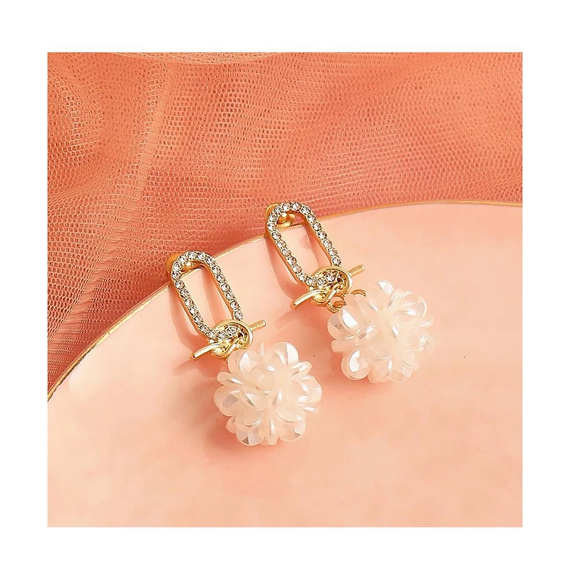 Sohi Women's Silver Snowball Drop Earrings