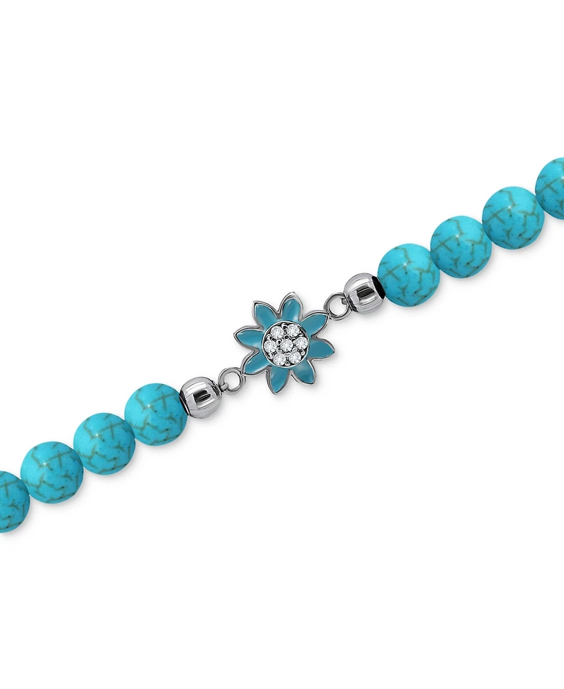 Giani Bernini Howlite Chrysocolla & Enamel Flower Bead Stretch Bracelet in 18k Gold-Plated Sterling Silver, Created for Macy's