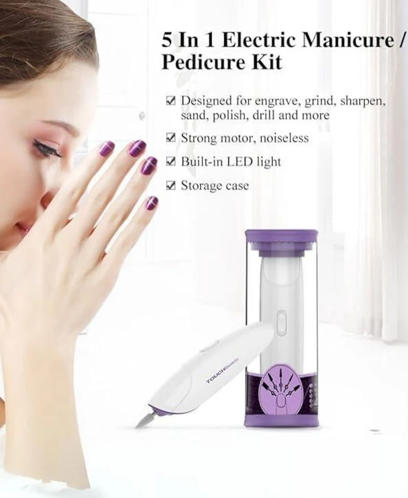 TOUCHBeauty Electric Cordless Manicure Pedicure Nail File Set