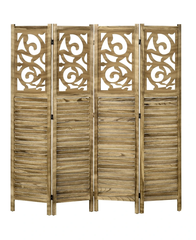 Homcom 5.5' 4 Panel Room Divider, Double Hinged Privacy Screens,