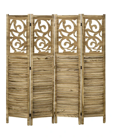 Homcom 5.5' 4 Panel Room Divider, Double Hinged Privacy Screens,