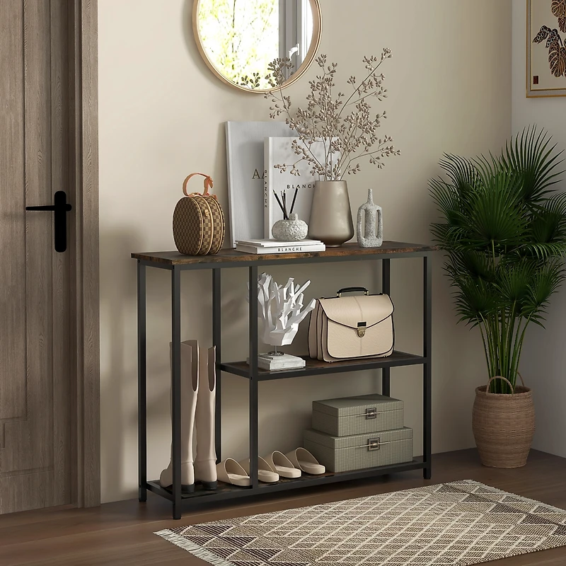 Homcom 39" Console Table, Sofa Table with 2 Storage Shelves,