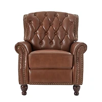 Justine Wooden Upholstery Genuine Leather Recliner with Tufted Back