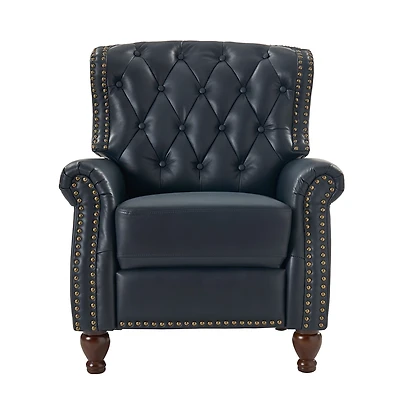 Justine Wooden Upholstery Genuine Leather Recliner with Tufted Back