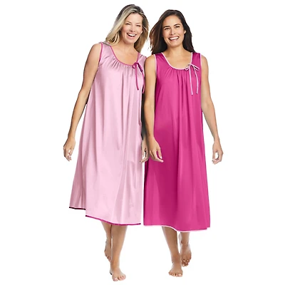 Only Necessities Plus 2-Pack Sleeveless Nightgown