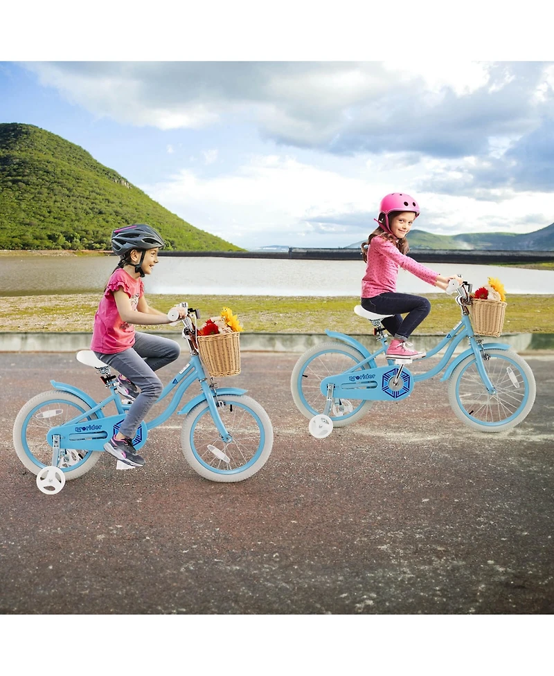 18" Kid's Bike with Training Wheels Adjustable Handlebar Seat Handbrake