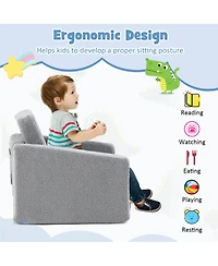 2-in-1 Toddler Fold out Couch Children s Convertible Sofa to Lounger