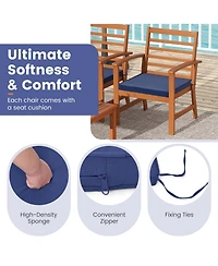 4 Pcs Outdoor Furniture Set with Soft Seat Cushions Stable Acacia Wood Frame