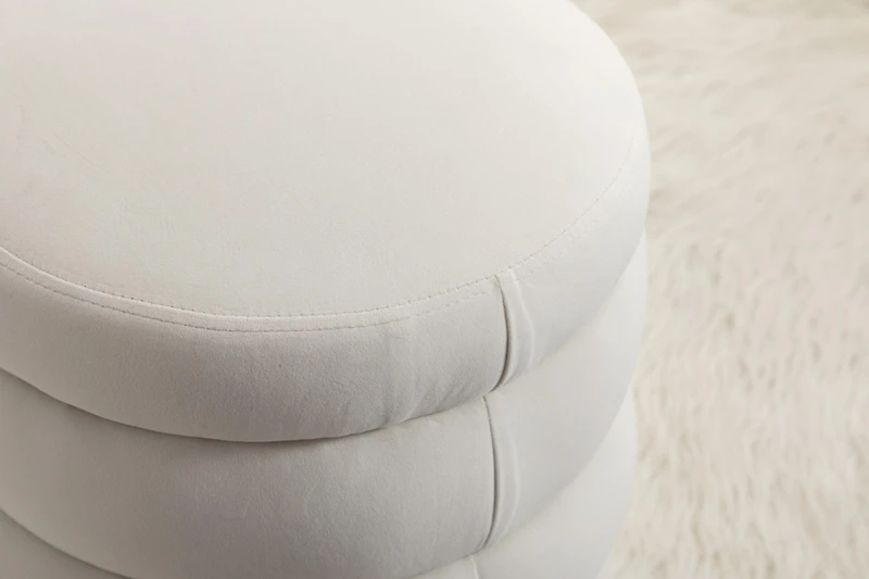 Streamdale Soft Velvet Round Ottoman Footrest Stool
