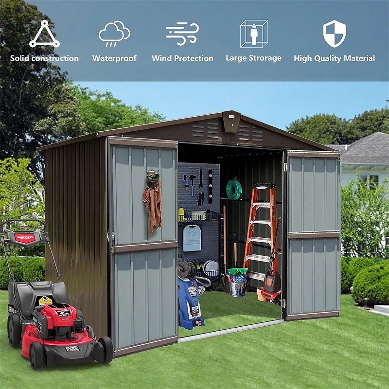 Streamdale Metal Outdoor Storage Shed 8.2' x 6.2' with Double Doors
