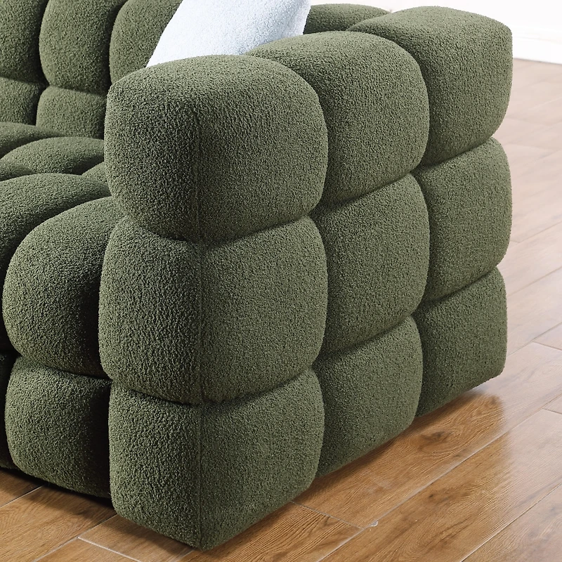 Usa Human Body 3 Seater Olive Green Boucle Sofa