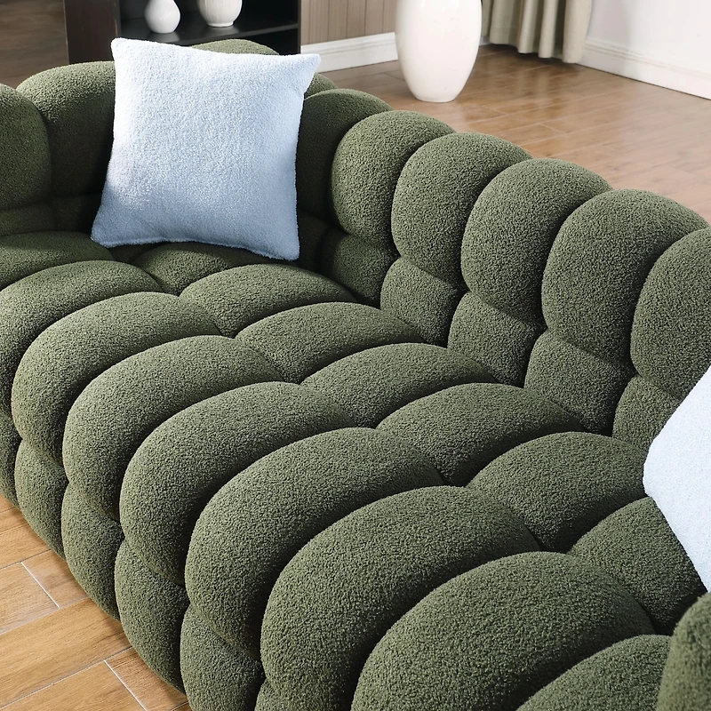Usa Human Body 3 Seater Olive Green Boucle Sofa